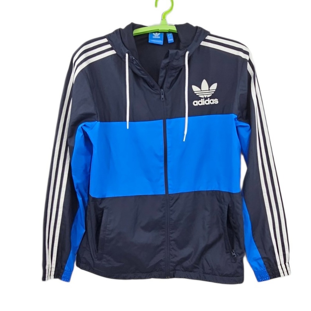 Adidas Originals Men's Colorblock Trefoil Hooded Windbreaker Jacket - Size L